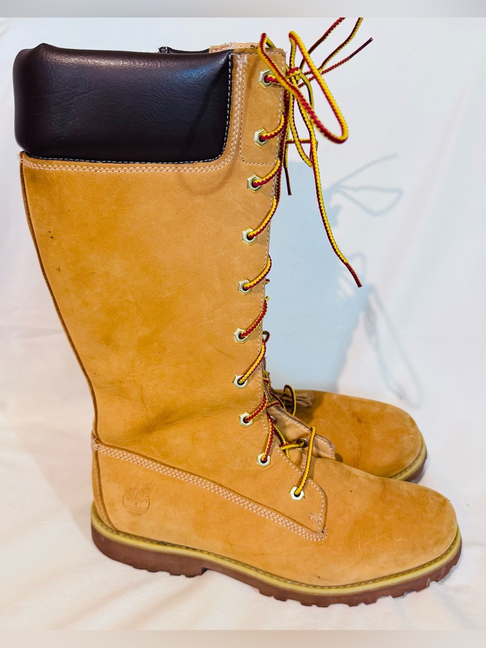 Timberland Premium 14” Waterproof Wheat Nubuck Tall Lace-Up Boots Sz US 8 EU 39